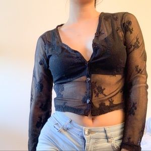 Sheer Lace Black Cardigan